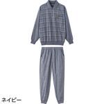 822322 麻混楊柳ポロ衿上下スーツ ケアファッション
