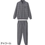 822322 麻混楊柳ポロ衿上下スーツ ケアファッション