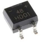 HD01-T DiodesZetex 整流用 ブリッジダイオード 単相 800mA， 100V， 4.9 x 4 x 2.7mm， HD01-T DiodesZetex