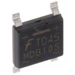 MDB10S onsemi 整流用 ブリッジダイオード 単相 1A， 1000V， 5.15 x 4.55 x 1.45mm， MDB10S onsemi