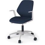 キュアチェア クロスバック 肘付 5本脚アルミ塗装脚 PV張地 ナイロンキャスター<配送時組立サービス付> イトーキ