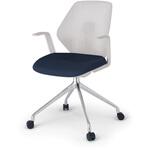 キュアチェア 樹脂メッシュバック 肘付 4本脚アルミミラー脚 PV張地 ナイロンキャスター<配送時組立サービス付> イトーキ