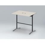 ホバーテーブル ハイタイプ T脚角型 アルミミラー脚 配線対応カバー 1200×900<配送時組立サービス付> イトーキ