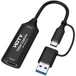 HDMIキャプチャーボード USB変換アダプター 2in1 Type-A/Type-C 対応 HDMI映像入力用 メディアカバーマーケット