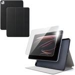iPad Air ケース 13インチ(M4/M3/M2) マグネット式フラップ フリーアングル 衝撃吸収 ガラスフィルム付 エレコム
