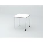 DCW-077HNRPC1PW オリゴテーブル ホワイトボード天板 正方形 750×750 4本丸脚 片側キャスター(メッキ脚)<配送時組立サービス付> イトーキ