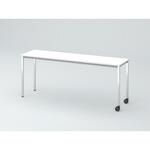 DCW-184HHSPC1PW オリゴテーブル ホワイトボード天板(配線キャップ) 角型 1800×450 4本角脚 片側キャスター(メッキ脚)<配送時組立サービス付> イトーキ