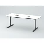 オリゴテーブル ホワイトボード天板 片R(配線キャップ) 1800×750 T字脚<配送時組立サービス付> イトーキ