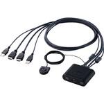 HDMI KVM 切替器 2入力1出力 USB-Aポート×2 手元スイッチ パソコン2台切り替え KVMスイッチ エレコム