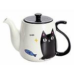 13011 猫3兄弟しっぽポット kuro 700ml セラミック藍
