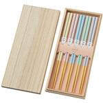 551513 パステル箸 5膳 桐箱入 丸十