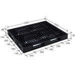 JL-D4-1210Eブラック リスパレット JLタイプ タイプ：片面使用型 D-デッキボードタイプ 裏・穴 外寸 mm ：1200×1000×120 岐阜プラスチック工業(RISU/リス)