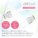 USB-Cソフトケーブル (Type-C to C) PD 100W 5A 急速充電対応 結束バンド付き トライメイト