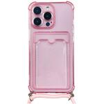 IPH-007PK iPhone 13 Pro対応 クリア(ピンク)ケース/ロングストラップ/カードポケット付 ブルー