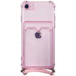 IPH-008PK iPhone SE(Gen 3/2)/8/7/6対応 クリア(ピンク)ケース/ロングストラップ/カードポケット付 ブルー