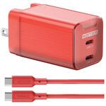 APD-V065C2-RD-SC10U2 PD対応 AC充電器/GaN/65W/USB Type-C 2ポート/レッド&Type-CtoCケーブルセット アドテック