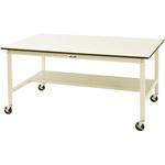 軽量作業台/耐荷重160kg_ワイドタイプ移動式H856_半面棚板付_ワークテーブル 山金工業