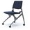 マルカ 4本脚 肘無 座クッション 背パッド付 シルバーフレーム ブラックシェル