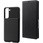 Galaxy S21 5G SC-51B/SCG09 耐衝撃カーボン調ケース「BURNISH」 ブラック+本革風レザーフラップケース「SUPERIOR」 ブラック