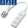 T-S02-2410WH 電源タップ 延長コード 4個口 2P スイングプラグ コンセント OAタップ エレコム 02066216