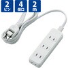T-S02-2420WH 電源タップ 延長コード 4個口 2P スイングプラグ コンセント OAタップ エレコム 02066225