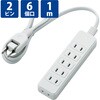 T-S02-2610WH 電源タップ 延長コード 6個口 2P スイングプラグ コンセント OAタップ エレコム 02066243