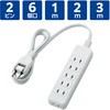 T-S02-2610WH 電源タップ 延長コード 6個口 2P スイングプラグ コンセント OAタップ エレコム 02066243