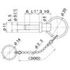 LPSLC5-10 ボールロックピン 極低頭 脱落防止チェーン付 ラクテム 02436721