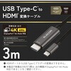 ECCAC-CHDMI30SV USB Type-C to HDMI 変換ケーブル 拡張・複製 4K/60Hz対応 メッシュ 高耐久 ミラーリング エレコム 02653021