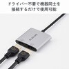 ECAD-C2HDMISV USB Type-C to HDMI ×2 変換アダプタ 分配器 最大3画面 拡張・複製 4K/60Hz対応 マルチディスプレイ エレコム 02653066
