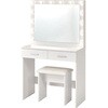 大型ミラードレッサー 幅75cm ドレッサー LEDライト付き 引き出付き スツール付き 萩原