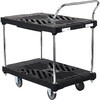 XA-BT2-4-Ride プラスチック台車 ダンディXシリーズ タイプXA 2段テーブル片ハンドル式 W935×D605 4輪自在 + Ride + 専用アタッチメント(XA-RA) ダンディ 02871141