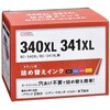 INK-C340341XL-BK2PCL キヤノン用詰め替えインク BC-340XL/341XL 4色 オーム電機 06211017