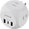 MOT-U14-33WH 電源タップ 球体型 直挿し USB付 (コンセント×3 Type C×1 USB A×2) ほこり防止シャッター USBタップ エレコム 06612868