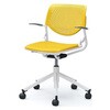 81S2FU PD33 ルナ 5本脚チェア 肘付  背パッド無 イエローシェル ホワイトフレーム ナイロン双輪 オカムラ(岡村製作所) 07131175