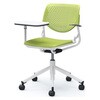 81S2SU PD32 ルナ 5本脚チェア 肘付 タブレット付 背パッド無 グリーンシェル ホワイトフレーム ナイロン双輪 オカムラ(岡村製作所) 07170120