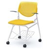 81S1MU FSG9 ルナ ネスティング 肘付 棚付 背パッド無 イエローシェル ホワイトフレーム ナイロン双輪 オカムラ(岡村製作所) 07171127