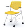 81S1MU PD33 ルナ ネスティング 肘付 棚付 背パッド無 イエローシェル ホワイトフレーム ナイロン双輪 オカムラ(岡村製作所) 07182476