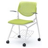 81S1LU FSF5 ルナ ネスティング 肘付 棚付 背パッド無 グリーンシェル ホワイトフレーム ナイロン双輪 オカムラ(岡村製作所) 07186369