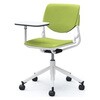 81S2SZ PD32 ルナ 5本脚チェア 肘無 タブレット付 背パッド付 グリーンシェル ホワイトフレーム ナイロン双輪 オカムラ(岡村製作所) 07194699