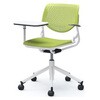 81S2SU FSF5 ルナ 5本脚チェア 肘付 タブレット付 背パッド無 グリーンシェル ホワイトフレーム ナイロン双輪 オカムラ(岡村製作所) 07203458