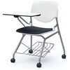 81S1GN FXW4 ルナ ネスティング 肘無 棚付テーブル付 背パッド無 ホワイトシェル シルバーフレーム ナイロン双輪 オカムラ(岡村製作所) 07207335