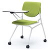 81S1ET FSF5 ルナ ネスティング 肘無 テーブル付 背パッド付 グリーンシェル ホワイトフレーム ナイロン双輪 オカムラ(岡村製作所) 07207746