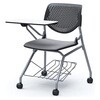 81S1JN FM19 ルナ ネスティング 肘無 棚付テーブル付 背パッド無 ブラックシェル シルバーフレーム ナイロン双輪 オカムラ(岡村製作所) 07207780