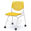 81S1MY FSG9 ルナ ネスティング 肘無 棚付 背パッド無 イエローシェル ホワイトフレーム ナイロン双輪 オカムラ(岡村製作所) 07210345