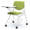 81S1LT FSF5 ルナ ネスティング 肘無 棚付テーブル付 背パッド付 グリーンシェル ホワイトフレーム ナイロン双輪 オカムラ(岡村製作所) 07211106