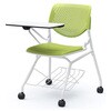 81S1LS PD32 ルナ ネスティング 肘無 棚付テーブル付 背パッド無 グリーンシェル ホワイトフレーム ナイロン双輪 オカムラ(岡村製作所) 07211411