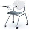 81S1AN FXW9 ルナ ネスティング 肘無 テーブル付 背パッド無 ホワイトシェル シルバーフレーム ナイロン双輪 オカムラ(岡村製作所) 07213030