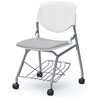 81S1GA FM19 ルナ ネスティング 肘無 棚付 背パッド無 ホワイトシェル シルバーフレーム ナイロン双輪 オカムラ(岡村製作所) 07214755