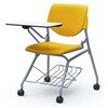 81S1MR PD33 ルナ ネスティング 肘無 棚付テーブル付 背パッド付 イエローシェル シルバーフレーム ナイロン双輪 オカムラ(岡村製作所) 07215629